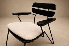 Carlo Hauner Three Armchairs in Ebonized Wood Metal with Loose Cushion Carlo Hauner - 4594291