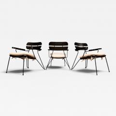 Carlo Hauner Three Armchairs in Ebonized Wood Metal with Loose Cushion Carlo Hauner - 4595614