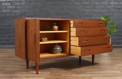Carlo Jensen Carlo Jensen Bi Folding Door Walnut Credenza for Hundevad Co  - 4138464