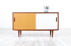 Carlo Jensen Danish Modern Two Tone Lacquered Teak Credenza by Carlo Jensen for Hundevad - 3003634