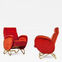 Carlo Mollino Carlo Mollino Pair of Red Armchair 50s - 3834629