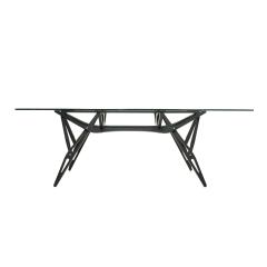 Carlo Mollino Carlo Mollino and Zanotta Midcentury Glass and Black Cherrywood Italian Table - 2252823