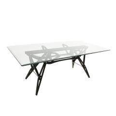 Carlo Mollino Carlo Mollino and Zanotta Midcentury Glass and Black Cherrywood Italian Table - 2252825