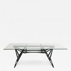 Carlo Mollino Carlo Mollino and Zanotta Midcentury Glass and Black Cherrywood Italian Table - 2254119