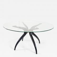 Carlo Mollino Sculptural round table follower C Mollino lacquered wood brass glass 1945 - 4125273