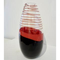 Carlo Moretti Carlo Moretti 1980s Italian Vintage Black Coral Red Crystal Murano Glass Vase - 1189220
