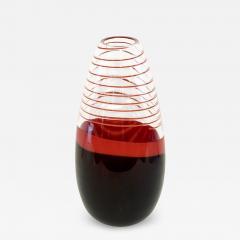 Carlo Moretti Carlo Moretti 1980s Italian Vintage Black Coral Red Crystal Murano Glass Vase - 1189297