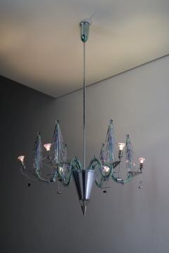 Carlo Moretti Postmodern Murano Glass and Chromed Steel San Basilio Chandelier 1980s - 4496811