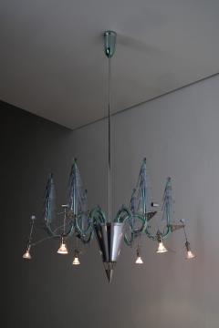 Carlo Moretti Postmodern Murano Glass and Chromed Steel San Basilio Chandelier 1980s - 4496813