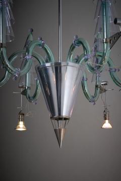 Carlo Moretti Postmodern Murano Glass and Chromed Steel San Basilio Chandelier 1980s - 4496815