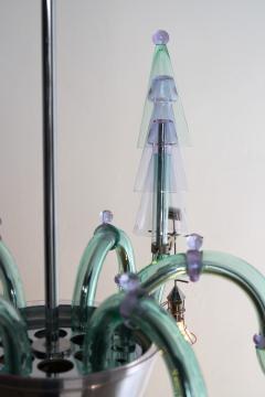 Carlo Moretti Postmodern Murano Glass and Chromed Steel San Basilio Chandelier 1980s - 4496818