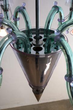 Carlo Moretti Postmodern Murano Glass and Chromed Steel San Basilio Chandelier 1980s - 4496819