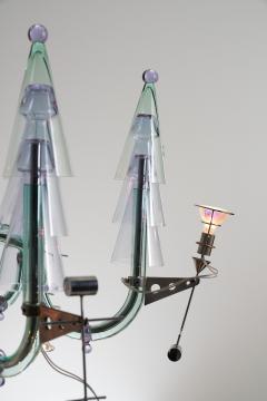 Carlo Moretti Postmodern Murano Glass and Chromed Steel San Basilio Chandelier 1980s - 4496820