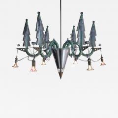 Carlo Moretti Postmodern Murano Glass and Chromed Steel San Basilio Chandelier 1980s - 4497250