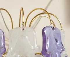 Carlo Nason 1970s Mazzega Italian Murano Glass Wall Sconces with Amethyst and Frost Glass - 2353798