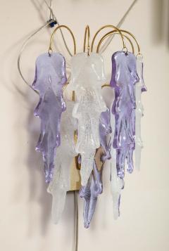 Carlo Nason 1970s Mazzega Italian Murano Glass Wall Sconces with Amethyst and Frost Glass - 2353803