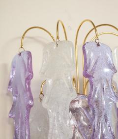 Carlo Nason 1970s Mazzega Italian Murano Glass Wall Sconces with Amethyst and Frost Glass - 2353811
