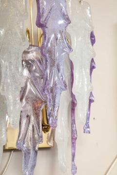 Carlo Nason 1970s Mazzega Italian Murano Glass Wall Sconces with Amethyst and Frost Glass - 2353814
