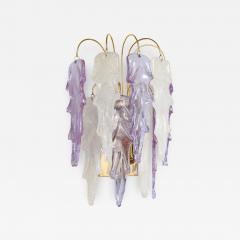 Carlo Nason 1970s Mazzega Italian Murano Glass Wall Sconces with Amethyst and Frost Glass - 2357709