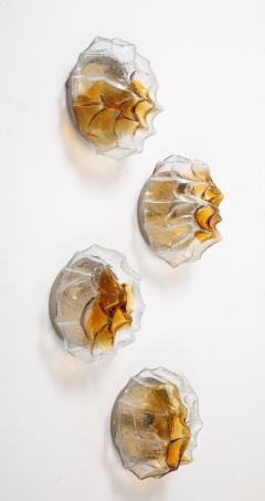 Carlo Nason 1970s Murano Glass Ice Berg Sconces Flush Mounts by Mazzega 2 Pairs Available - 3950961