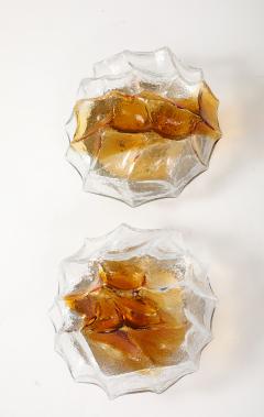 Carlo Nason 1970s Murano Glass Ice Berg Sconces Flush Mounts by Mazzega 2 Pairs Available - 3950963