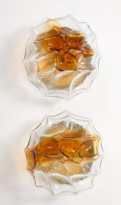 Carlo Nason 1970s Murano Glass Ice Berg Sconces Flush Mounts by Mazzega 2 Pairs Available - 3950965