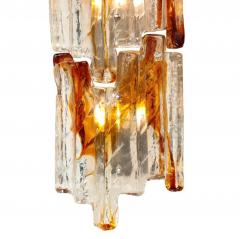 Carlo Nason Carlo Nason Pair of Amber and Clear Murano Ice Glass Sconces 1960s - 4206890