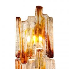 Carlo Nason Carlo Nason Pair of Amber and Clear Murano Ice Glass Sconces 1960s - 4206891