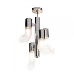 Carlo Nason Curved Cylindrical Murano Glass Chandelier in Chrome Fittings - 2908908