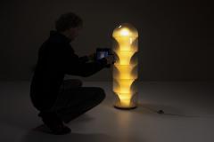 Carlo Nason Floor lamp LT 316 in White shaded Glass by Carlo Nason for AV Mazzega - 3891393