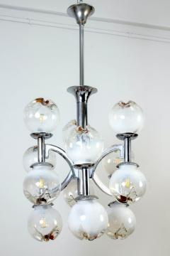 Carlo Nason Italian Mazzega Design Carlo Nason Snowball Murano Chandelier 1960 - 3962215