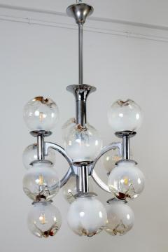 Carlo Nason Italian Mazzega Design Carlo Nason Snowball Murano Chandelier 1960 - 3962218