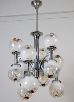 Carlo Nason Italian Mazzega Design Carlo Nason Snowball Murano Chandelier 1960 - 3962219