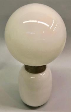 Carlo Nason Large Italian Mid century Modern White Blown Glass Table Lamps Carlo Nason - 4451409