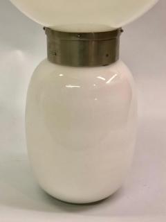 Carlo Nason Large Italian Mid century Modern White Blown Glass Table Lamps Carlo Nason - 4451413