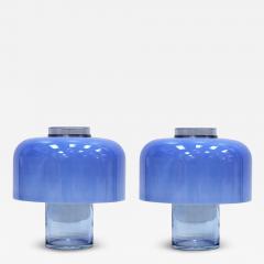Carlo Nason Mid Century Modern Blue Table Lamps Designed by Carlo Nason in Murano Glass - 4419677