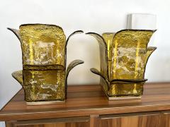 Carlo Nason Pair of Cactus Lamps Murano Glass Brass by Carlo Nason for Mazzega Italy 1970s - 3710342