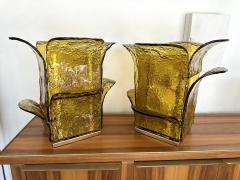 Carlo Nason Pair of Cactus Lamps Murano Glass Brass by Carlo Nason for Mazzega Italy 1970s - 3710344