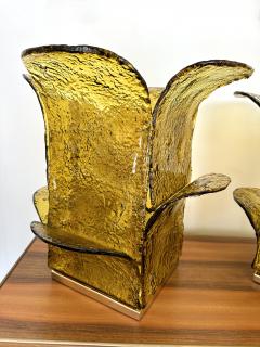 Carlo Nason Pair of Cactus Lamps Murano Glass Brass by Carlo Nason for Mazzega Italy 1970s - 3710347