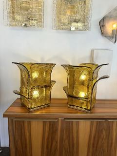 Carlo Nason Pair of Cactus Lamps Murano Glass Brass by Carlo Nason for Mazzega Italy 1970s - 3710348