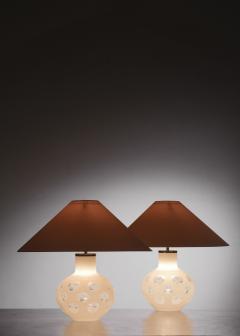 Carlo Nason Pair of Carlo Nason Moon table lamps for Mazzega - 3563612