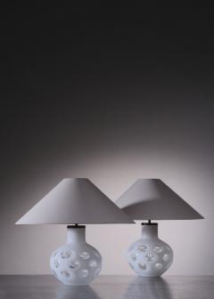 Carlo Nason Pair of Carlo Nason Moon table lamps for Mazzega - 3563613