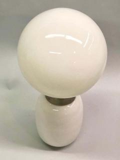 Carlo Nason Pair of Large Italian Radical Design Mid century White Murano Glass Table Lamps - 1746692