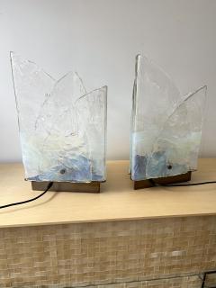Carlo Nason Pair of Murano Glass and Brass Lamps by Carlo Nason for Mazzega Italy 1970s - 2278447