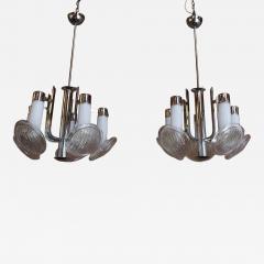Carlo Nason Pair of Vintage Italian Headlight Chandeliers by Carlo Nason for Mazzega - 4229964