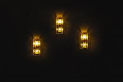 Carlo Nason Set of Three Amber colored Carlo Nason Wall Lamps for Mazzega Italy 1970s - 4300086