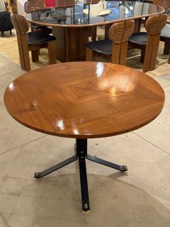 Carlo Ratti Carlo Ratti Geometric Walnut Round Table with Iron Base Italy 1950s - 4610539