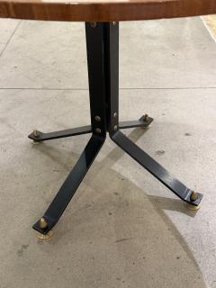 Carlo Ratti Carlo Ratti Geometric Walnut Round Table with Iron Base Italy 1950s - 4610540
