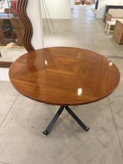Carlo Ratti Carlo Ratti Geometric Walnut Round Table with Iron Base Italy 1950s - 4610545