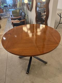 Carlo Ratti Carlo Ratti Geometric Walnut Round Table with Iron Base Italy 1950s - 4610546